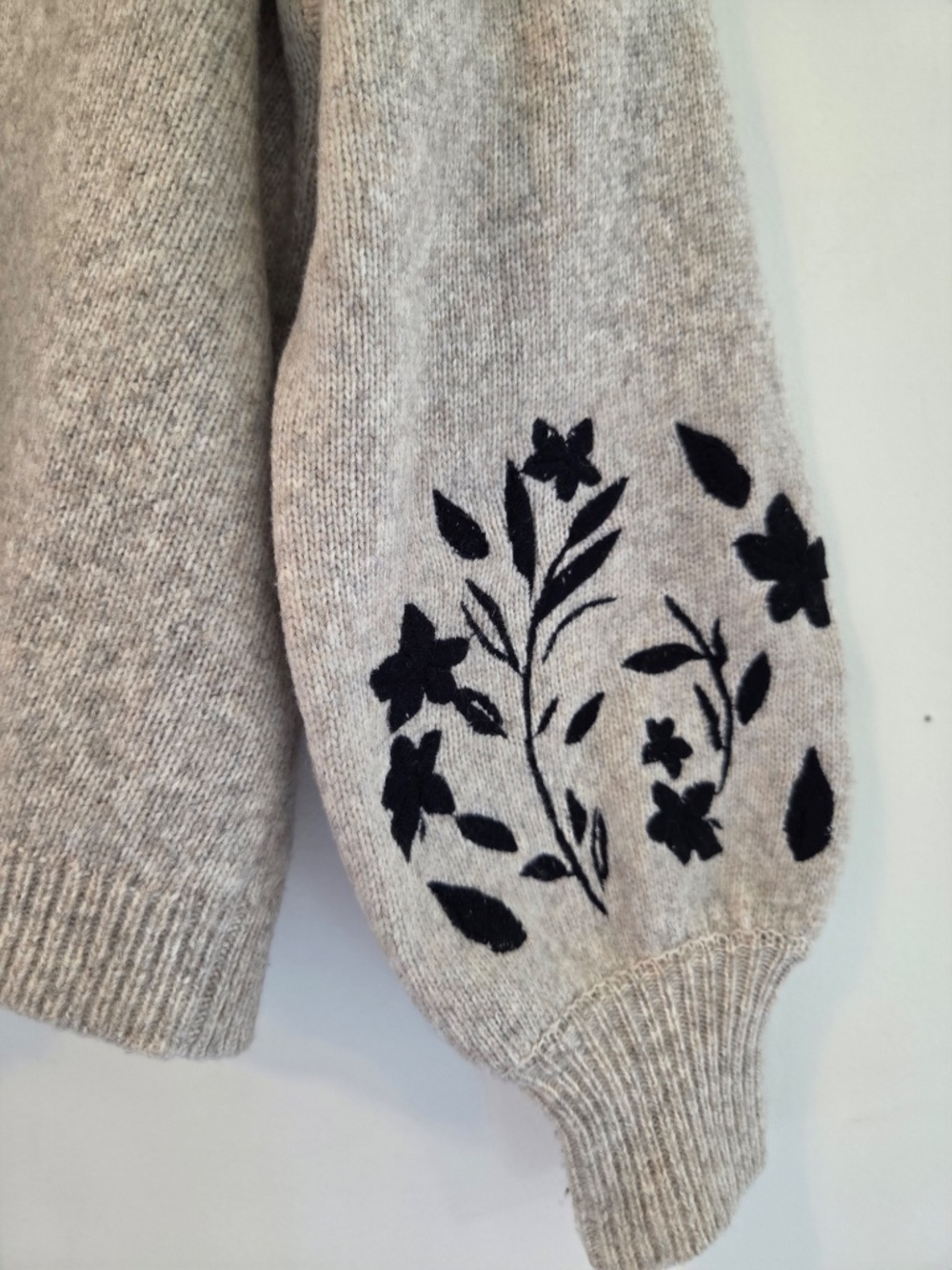 WOOl blend knit sweater XS crochet floral boxy oversize cottage core fall/winter - Picture 3 of 10